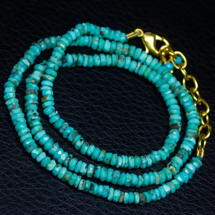 Beads Supplies USA Necklaces Arizona Turquoise Heishi Wheel gold vermeil Gemstone Beads Necklace 35mm 4mm 17 Beads Supplies USA Necklaces Arizona Turquoise Heishi Wheel gold vermeil Gemstone Beads Necklace 35mm 4mm 17