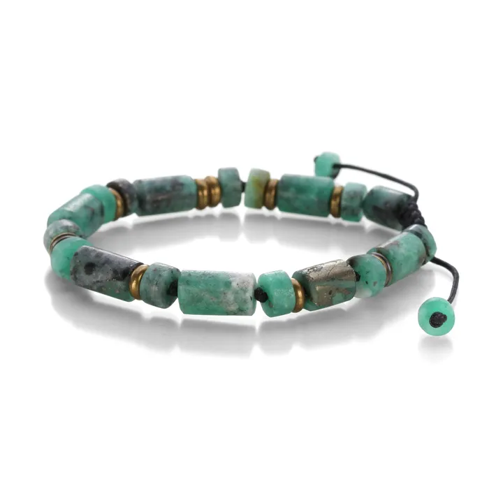 Bracelets Colombian Emerald and Brass Bracelet Joseph Brooks