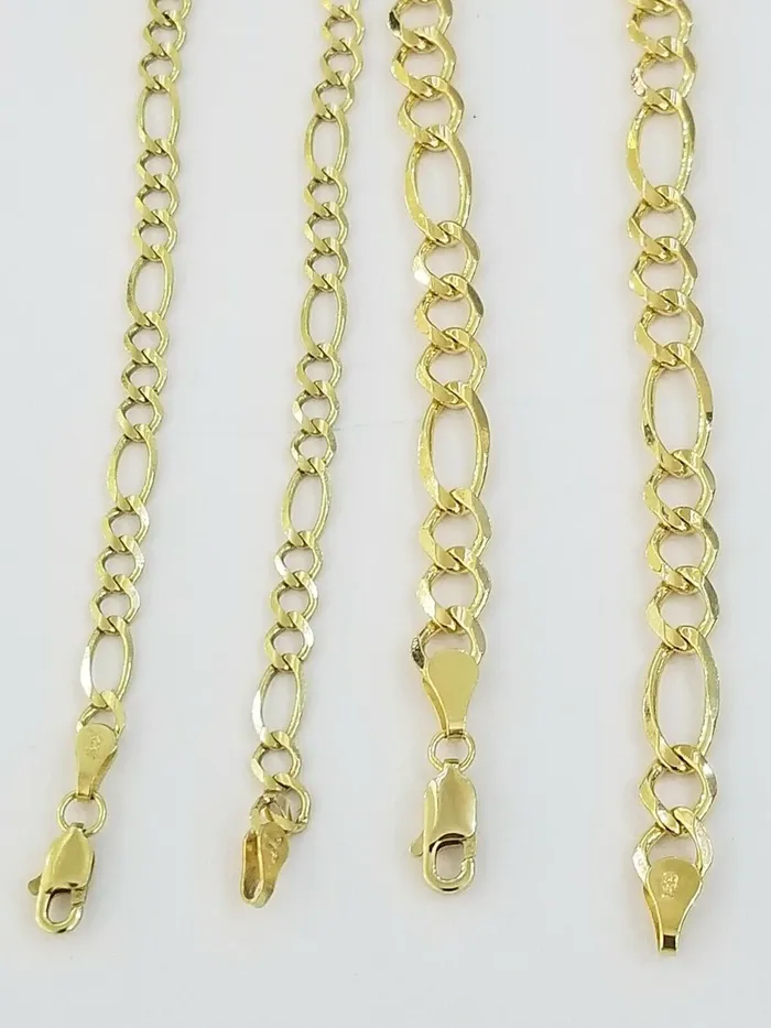 Bracelets Globalwatches10 14k Yellow Gold Solid Cuban Figaro Link Bracelet lobster Lock in 8inch Men Women