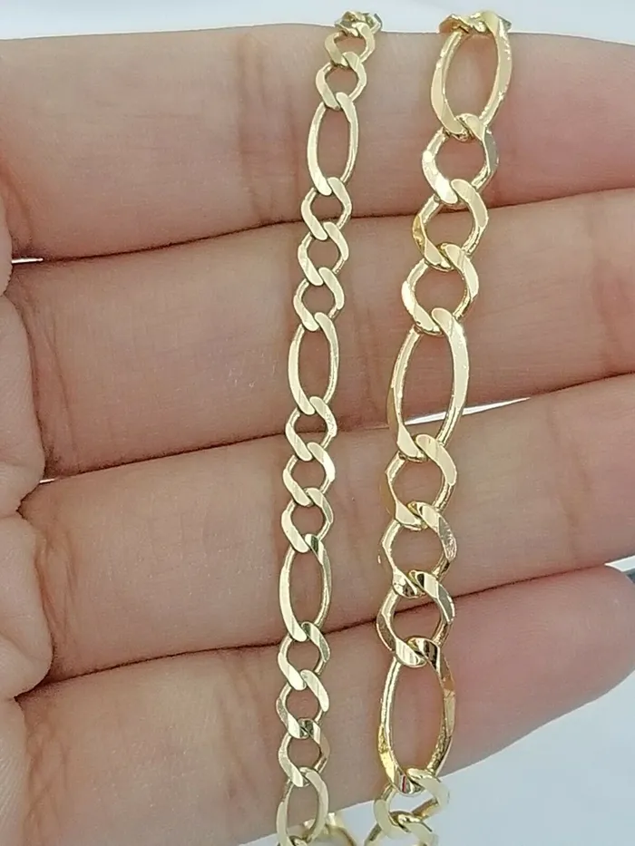 Bracelets Globalwatches10 14k Yellow Gold Solid Cuban Figaro Link Bracelet lobster Lock in 8inch Men Women