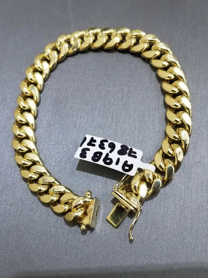 Bracelets globalwatches10 REAL 10k Gold Miami Cuban Link 8 Bracelet 9mm Men Box Clasp 10k