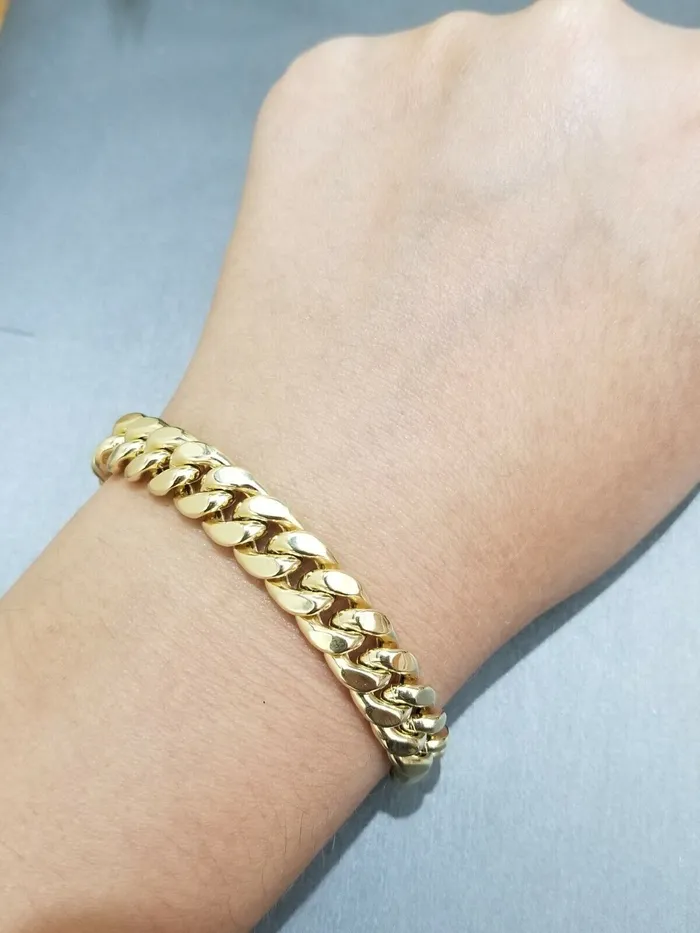 Bracelets globalwatches10 REAL 10k Gold Miami Cuban Link 8 Bracelet 9mm Men Box Clasp 10k