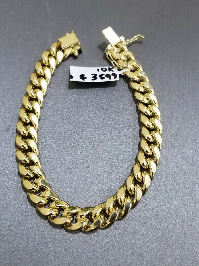 Bracelets globalwatches10 REAL 10k Gold Miami Cuban Link 8 Bracelet 9mm Men Box Clasp 10k