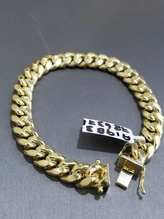 Bracelets globalwatches10 REAL 10k Gold Miami Cuban Link 8 Bracelet 9mm Men Box Clasp 10k