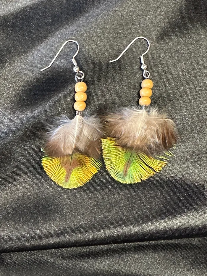 Chris Crosbys Purple Coyote Feather Dangle Earrings Earrings