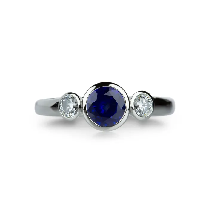 Diamond and Sapphire Three Stone Ring Edward Burrowes Rings