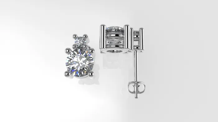 Earrings Jcm 21 jewelry 14K Gold Earrings with 4 DIAMONDS VS1 100ct STT 4Prong Push Back