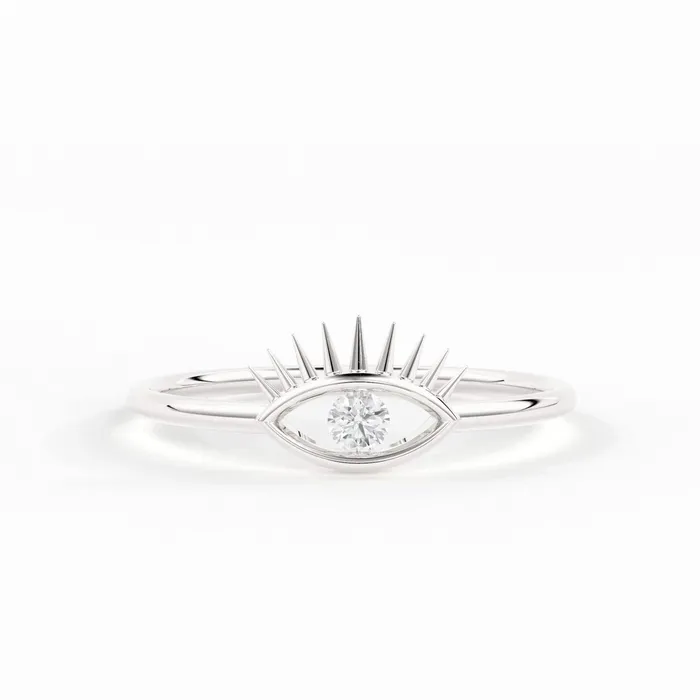 Evil Eye Diamond Ring 14k Gold Diamond Evil Eye Ring Good Luck Ring Dainty Minimal Ring Boho Jewelry Fatima Lucky Protection Ring Jalvi Co Rings