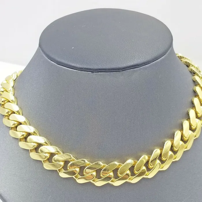 Gold and Diamond Bracelets 10k Gold Royal Miami Monaco Cuban Link 14mm Chain 24 Bracelet 85