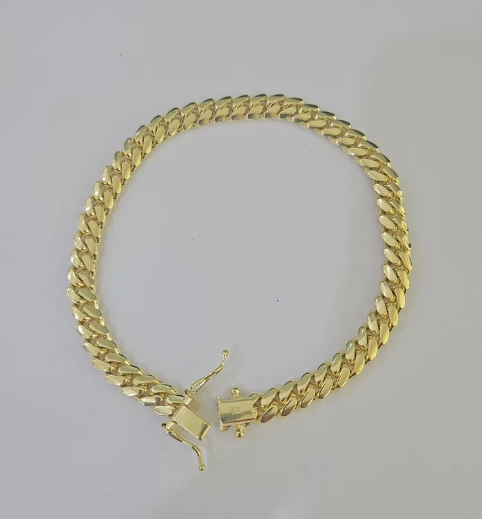 Gold and Diamond Bracelets 10k Miami Cuban Link Bracelet 6mm 8 Box Lock 10kt Yellow Gold Real