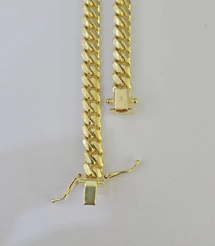 Gold and Diamond Bracelets 10k Miami Cuban Link Bracelet 6mm 8 Box Lock 10kt Yellow Gold Real