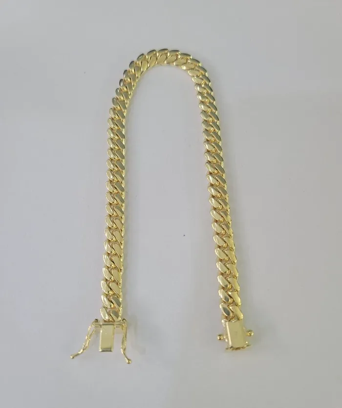 Gold and Diamond Bracelets 10k Miami Cuban Link Bracelet 6mm 8 Box Lock 10kt Yellow Gold Real