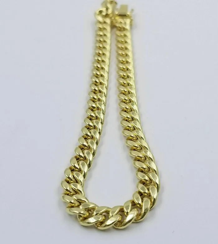 Gold and Diamond Bracelets 10k Yellow Gold Miami Cuban Bracelet Real 10kt Gold 6mm Link 7 inch Men Women