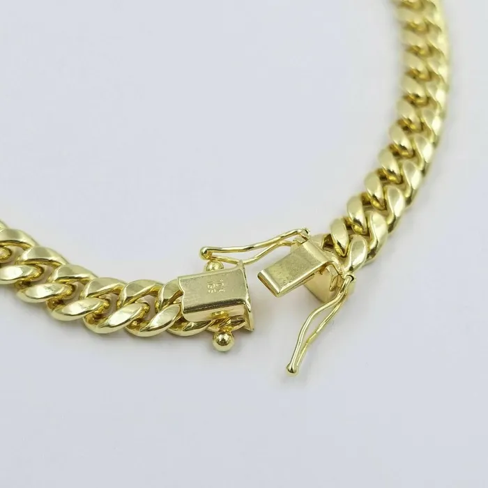 Gold and Diamond Bracelets 10k Yellow Gold Miami Cuban Bracelet Real 10kt Gold 6mm Link 7 inch Men Women