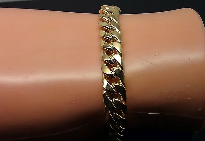 Gold and Diamond Bracelets 10k Yellow Gold Miami Cuban Bracelet Real 10kt Gold 6mm Link 7 inch Men Women