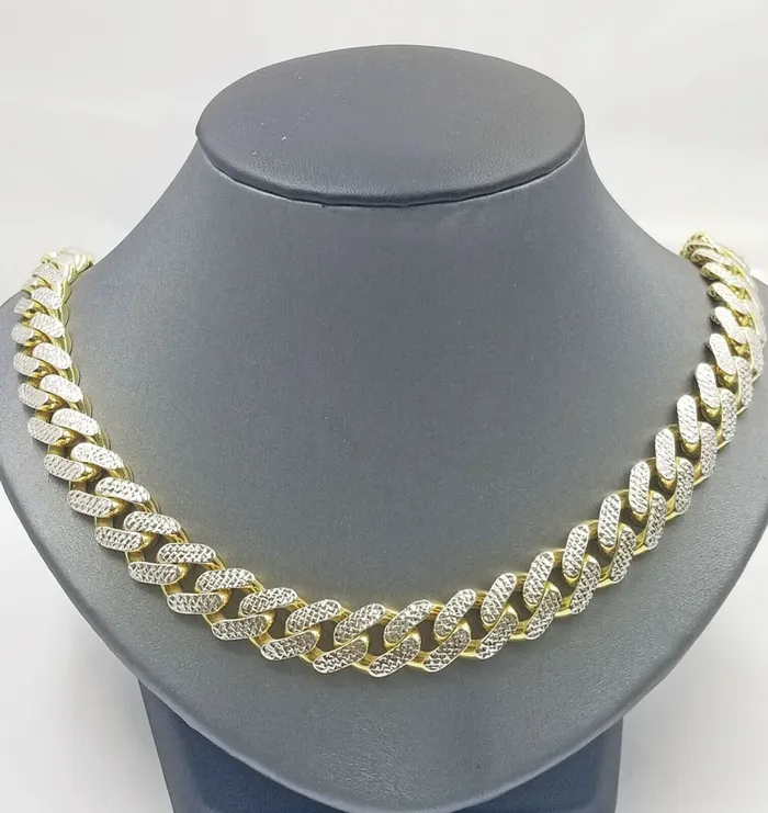 Gold and Diamond Necklaces 10k Gold Real Monaco chain 24 inch 14mm Miami Cuban Link Royal Diamond Cut Chain Gold and Diamond Necklaces 10k Gold Real Monaco chain 24 inch 14mm Miami Cuban Link Royal Diamond Cut Chain