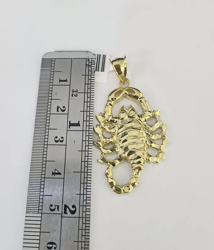 Gold and Diamond Necklaces 10k Solid Rope Chain Scorpion Charm Set 4mm 2028 Necklace Gold Yellow