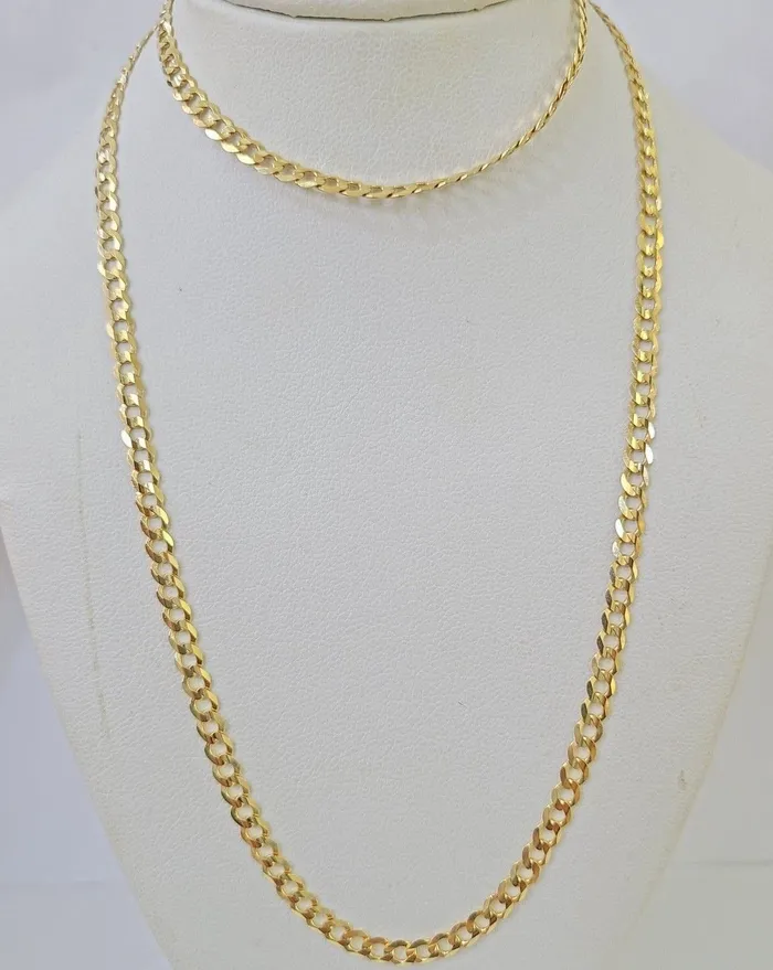 Gold and Diamond Necklaces Real 10k Yellow Gold Cuban Curb Link chain 4mm 1826Inch SOLID Necklace DISCOUNT Gold and Diamond Necklaces Real 10k Yellow Gold Cuban Curb Link chain 4mm 1826Inch SOLID Necklace DISCOUNT