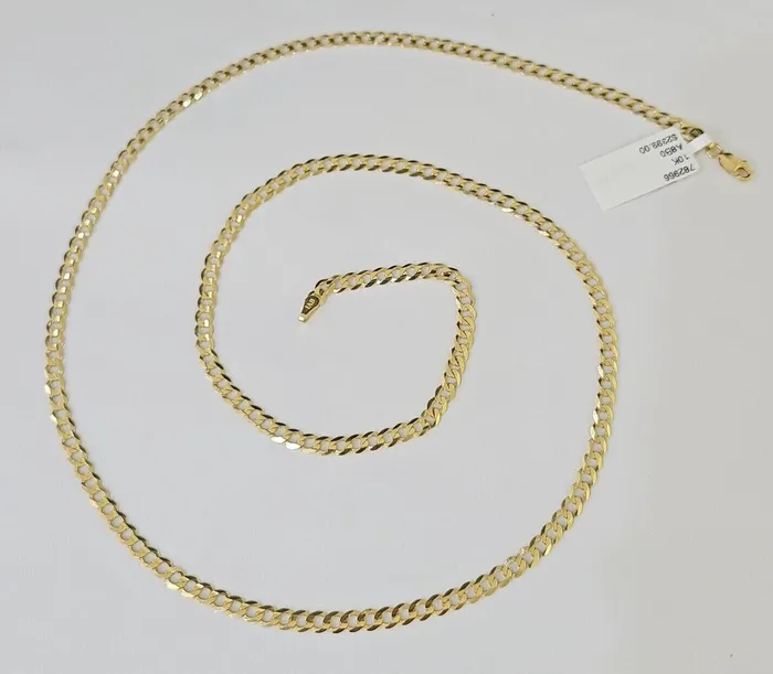 Gold and Diamond Necklaces Real 10k Yellow Gold Cuban Curb Link chain 4mm 1826Inch SOLID Necklace DISCOUNT