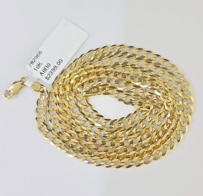 Gold and Diamond Necklaces Real 10k Yellow Gold Cuban Curb Link chain 4mm 1826Inch SOLID Necklace DISCOUNT