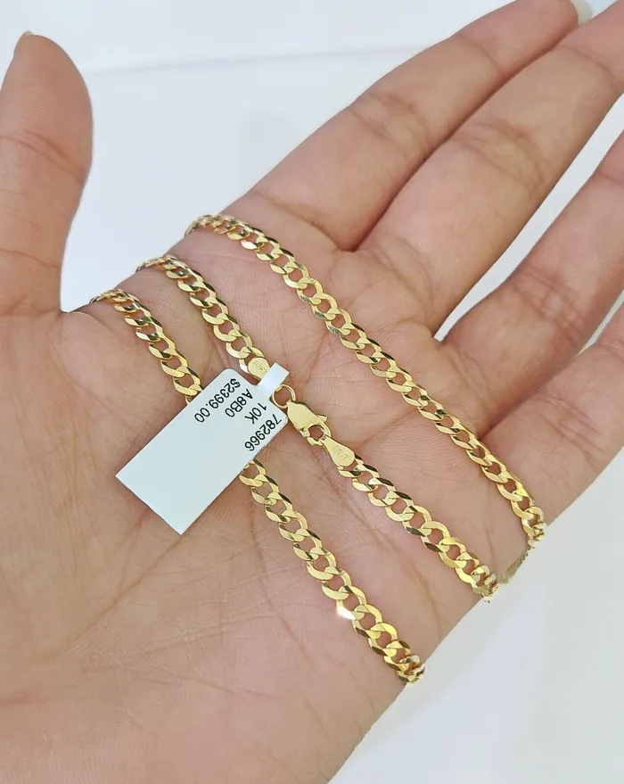 Gold and Diamond Necklaces Real 10k Yellow Gold Cuban Curb Link chain 4mm 1826Inch SOLID Necklace DISCOUNT