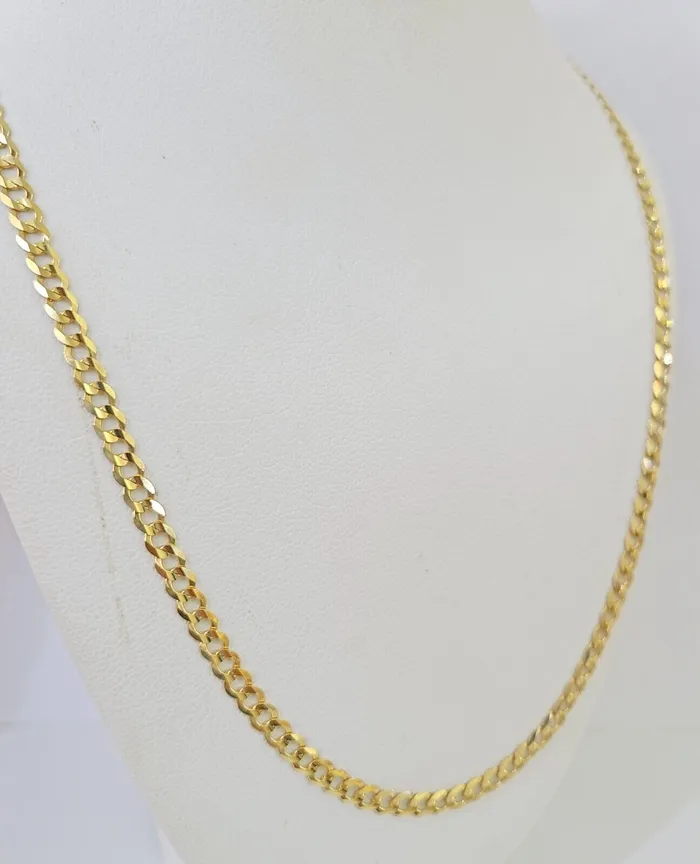 Gold and Diamond Necklaces Real 10k Yellow Gold Cuban Curb Link chain 4mm 1826Inch SOLID Necklace DISCOUNT