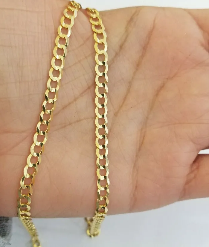 Gold and Diamond Necklaces Real 10k Yellow Gold Cuban Curb Link chain 4mm 1826Inch SOLID Necklace DISCOUNT