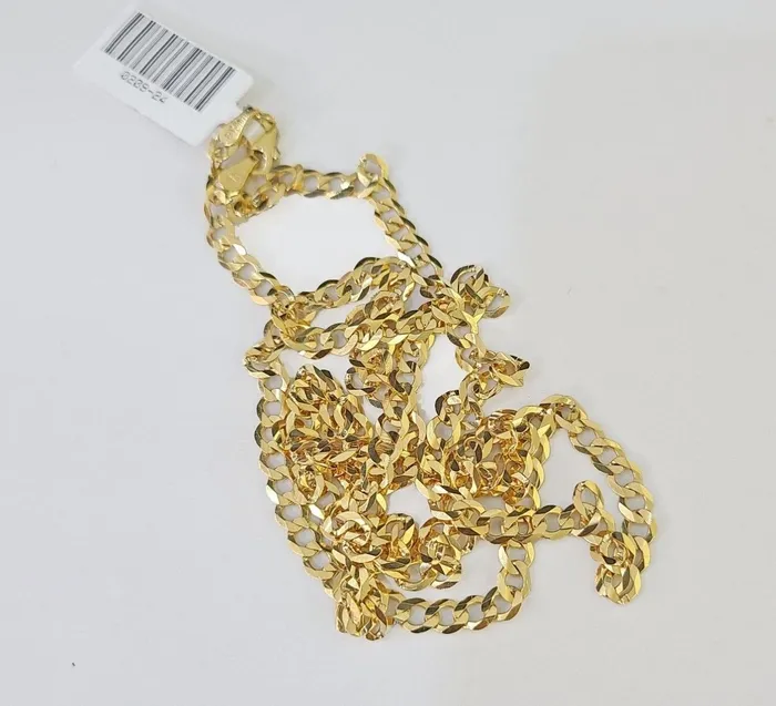 Gold and Diamond Necklaces Real 10k Yellow Gold Cuban Curb Link chain 4mm 1826Inch SOLID Necklace DISCOUNT