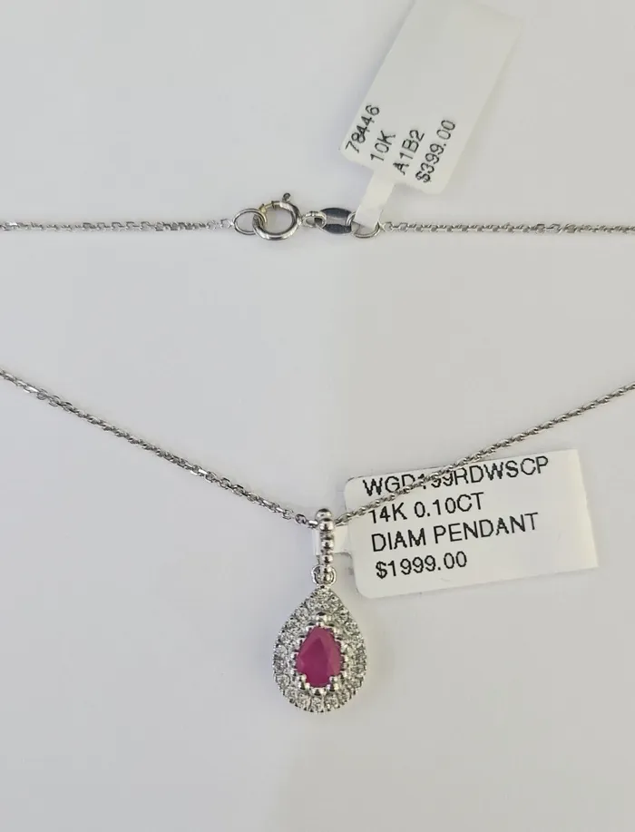 Gold and Diamond Necklaces Real 14k Diamond Necklace Chain Teardrop Pendant White Gold Women