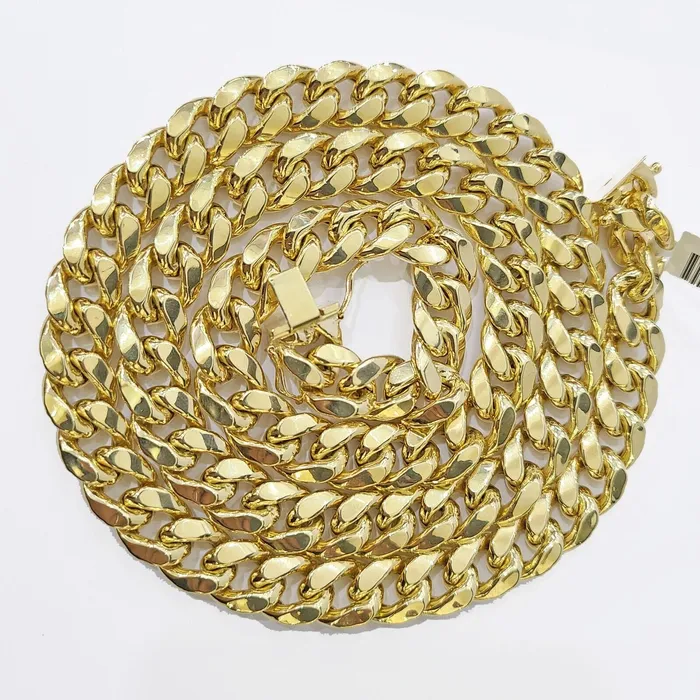 Gold and Diamond Necklaces Real 14k Gold Miami Cuban Link Chain Necklace 11mm 26 inches Box lock 14kt Gold and Diamond Necklaces Real 14k Gold Miami Cuban Link Chain Necklace 11mm 26 inches Box lock 14kt