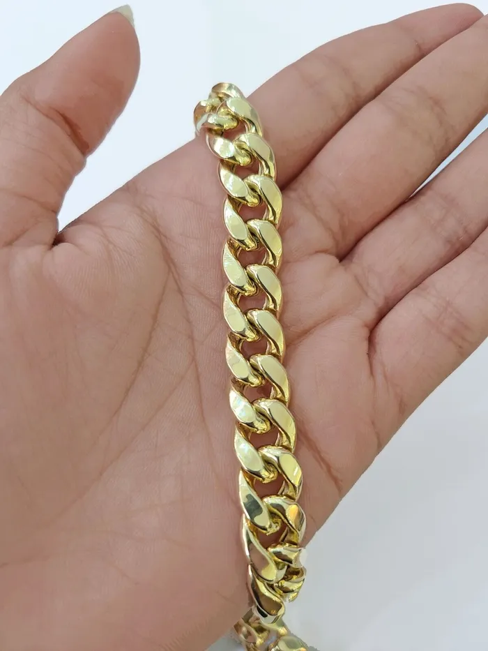 Gold and Diamond Necklaces Real 14k Gold Miami Cuban Link Chain Necklace 11mm 26 inches Box lock 14kt