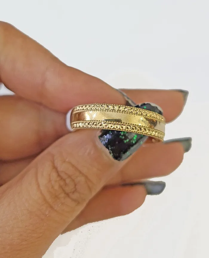 Gold and Diamond Real 10k gold circular sizable ring 10kt yellow size 11 Casual Circle Band Men Rings