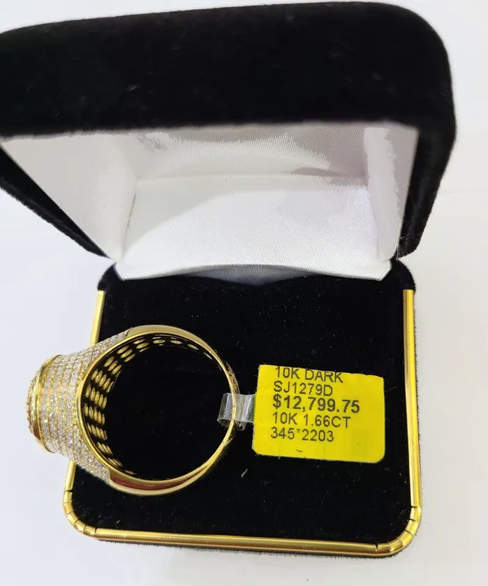 Gold and Diamond Real 10k Yellow Gold Diamonds Mens Ring Natural Diamond Oval Shaped Size 10 Rings