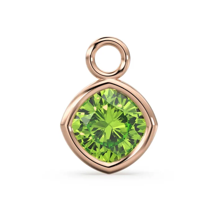 Green Peridot Solid Gold Charm Natural Green Olivine Gemstone Handmade Pendant 1pc 14k Gold Jewelry Making Findings August Birthstone Jalvi Co PreStyled Sets