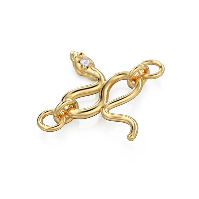 Jalvi Co PreStyled Sets 18k gold clasp Snake serpent Solid 18 carat yellow gold Hook clasp Designer jewelry findings Nature organic exotic insects reptile