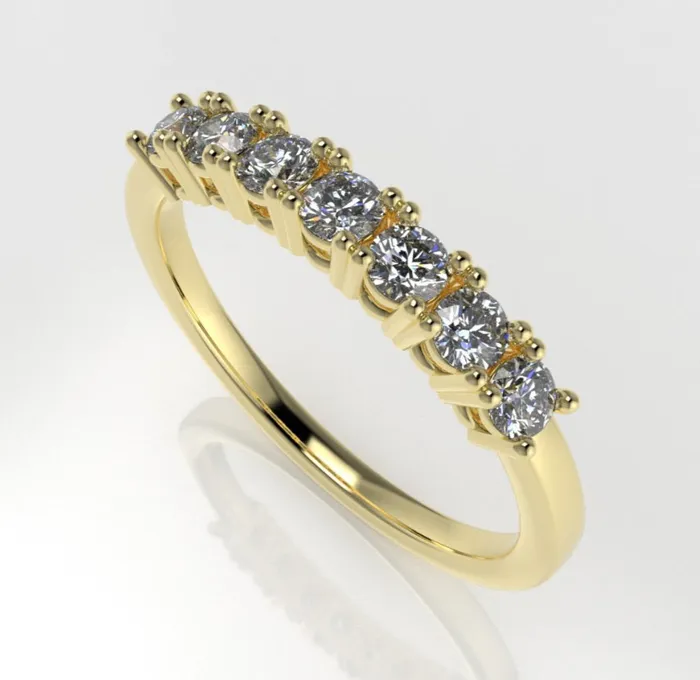 JCM DESIGN JEWELRY Rings 14k yellow gold Ring with 7 Diamond 25mm VS1 each stt prongs stone round