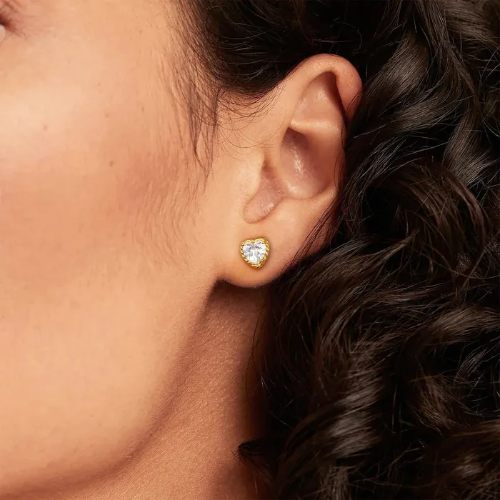 KRKC Earrings Womens Twisted Heartshaped Diamond Stud Earrings