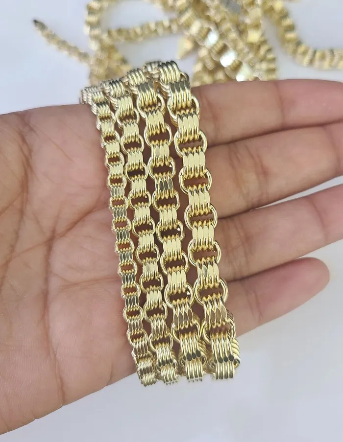 Necklaces 10k Byzantine Chain Yellow Gold Necklace 4mm7mm 2030 Inches Real Men Women Gold and Diamond