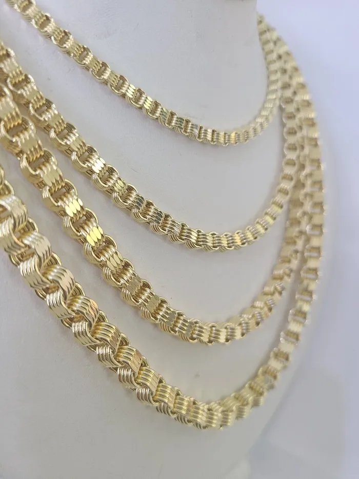 Necklaces 10k Byzantine Chain Yellow Gold Necklace 4mm7mm 2030 Inches Real Men Women Gold and Diamond