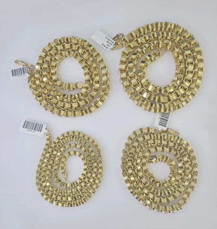 Necklaces 10k Byzantine Chain Yellow Gold Necklace 4mm7mm 2030 Inches Real Men Women Gold and Diamond