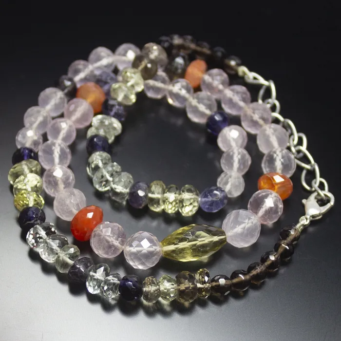 Necklaces Beads Supplies USA 21 inches 515mm Natural Quart Iolite Carnelian Faceted Oval Mixed Cut Beaded Necklace Quartz Necklace Necklaces Beads Supplies USA 21 inches 515mm Natural Quart Iolite Carnelian Faceted Oval Mixed Cut Beaded Necklace Quartz Necklace