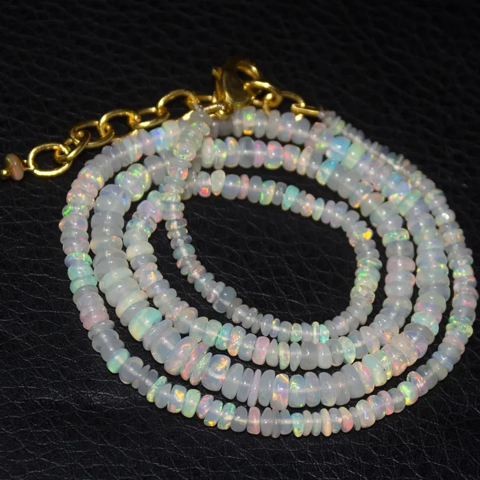 Necklaces Beads Supplies USA Natural Ethiopian Welo Opal Gold Plated Smooth Rondelle Necklace 2mm 5mm 19 Necklaces Beads Supplies USA Natural Ethiopian Welo Opal Gold Plated Smooth Rondelle Necklace 2mm 5mm 19