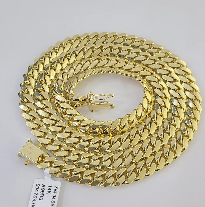 Necklaces Globalwatches10 14k Yellow Gold 7mm Miami Cuban Link Chain Necklace 2026 Inch Real Solid