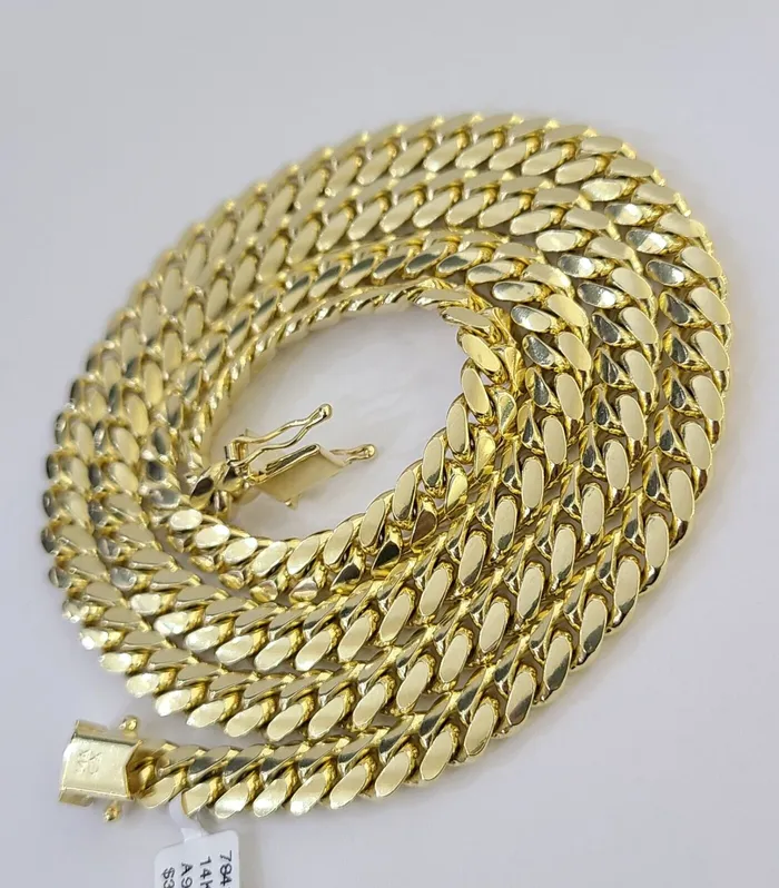 Necklaces Globalwatches10 14k Yellow Gold 7mm Miami Cuban Link Chain Necklace 2026 Inch Real Solid