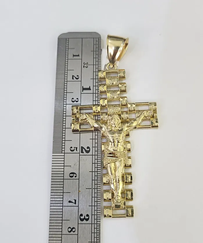Necklaces Gold and Diamond 10K Franco Chain Jesus Crucifix Cross Pendant Charm Necklace 2026 3mm Gold