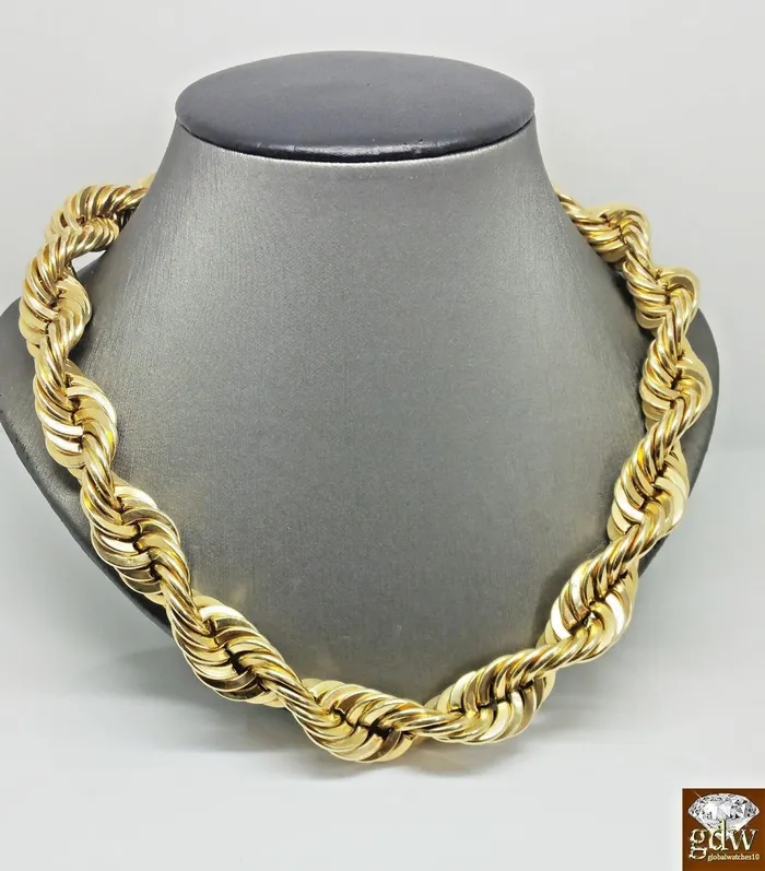 Necklaces Gold and Diamond 10k Real Gold Rope Chain Necklace 22 Inch 15mm Men thick Brand NEW Necklaces Gold and Diamond 10k Real Gold Rope Chain Necklace 22 Inch 15mm Men thick Brand NEW