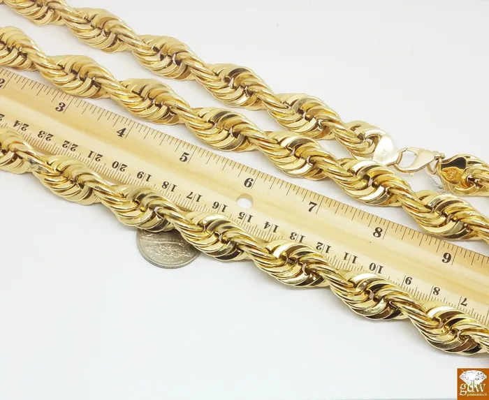 Necklaces Gold and Diamond 10k Real Gold Rope Chain Necklace 22 Inch 15mm Men thick Brand NEW