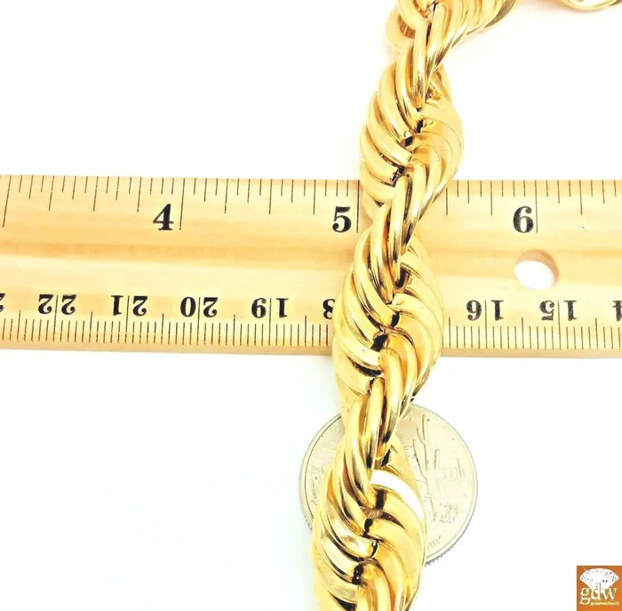 Necklaces Gold and Diamond 10k Real Gold Rope Chain Necklace 22 Inch 15mm Men thick Brand NEW