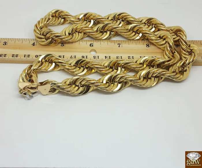 Necklaces Gold and Diamond 10k Real Gold Rope Chain Necklace 22 Inch 15mm Men thick Brand NEW