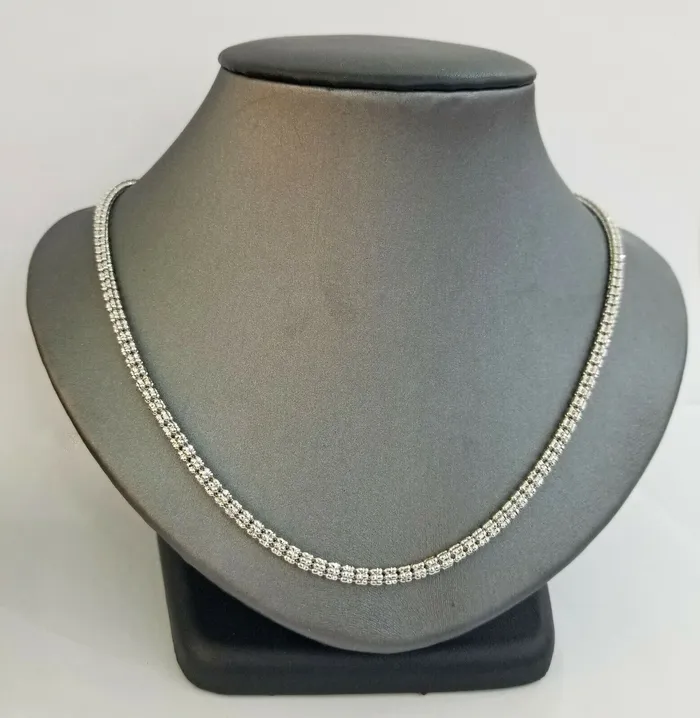 Necklaces Gold and Diamond 10k white Gold Tennis Chain 24 4mm Diamond Cut necklace Lobster Clasp Women